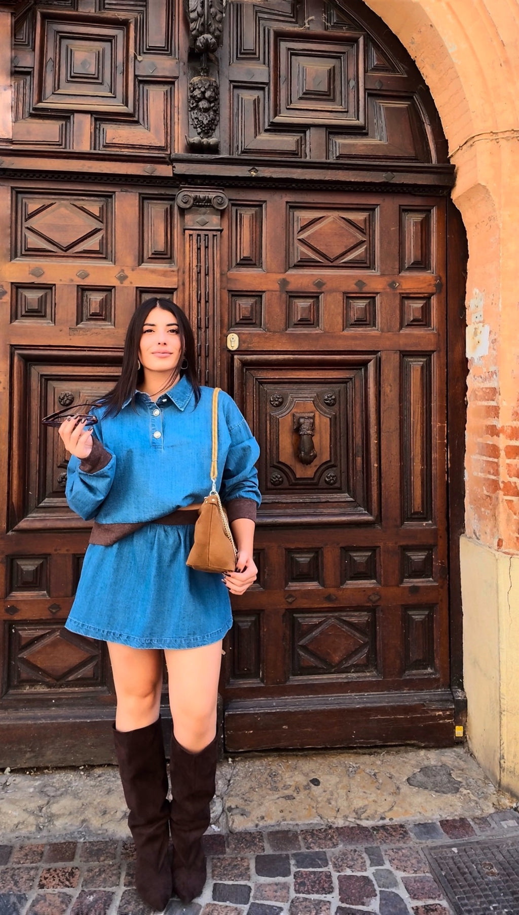 Ensemble blouse et jupe jean
